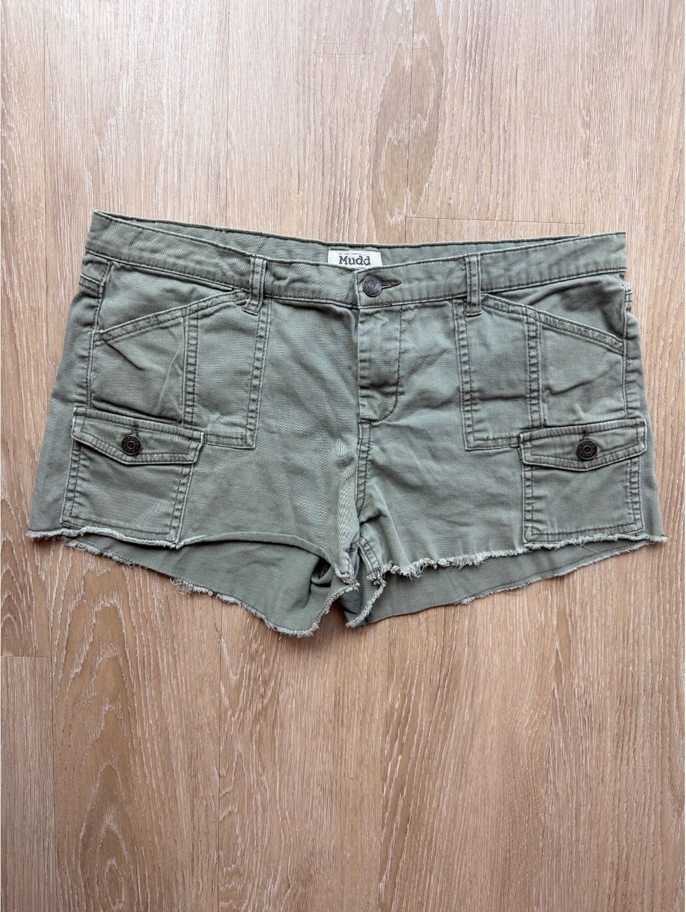 Vintage Y2K Mudd Olive Green Cotton Blend Shorts Size 15